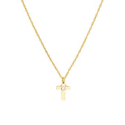 14K Yellow Gold 1.1pt. Diamond Cross Pendant Necklace