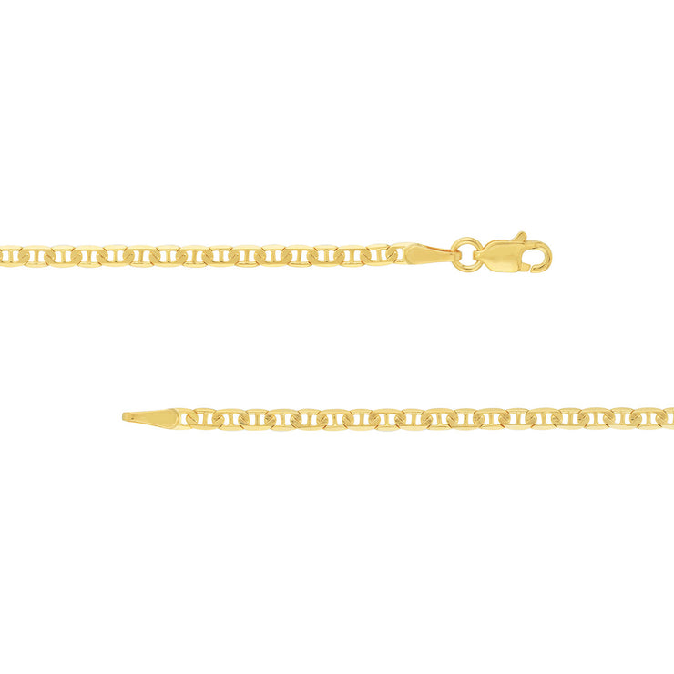 14K Yellow Gold 2.30mm Mariner Chain