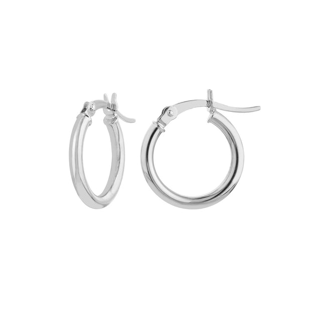 14K Gold 2mm x 15mm Polished Hoop Earrings