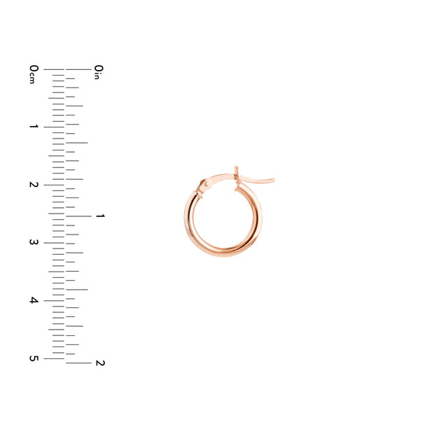 14K Gold 2mm x 15mm Polished Hoop Earrings