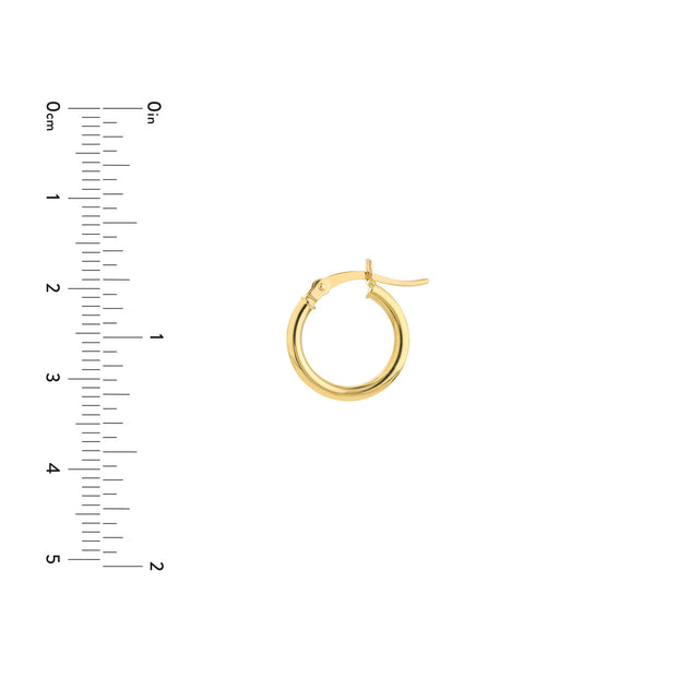 14K Gold 2mm x 15mm Polished Hoop Earrings