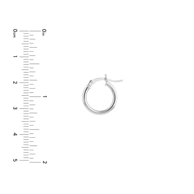 14K Gold 2mm x 15mm Polished Hoop Earrings