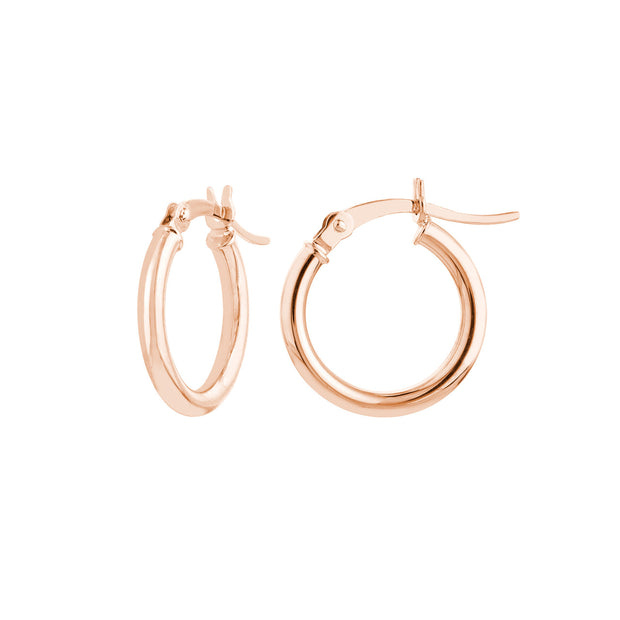 14K Gold 2mm x 15mm Polished Hoop Earrings