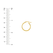 14K Gold 2mm x 20mm Polished Hoop Earrings