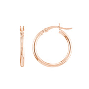 14K Gold 2mm x 20mm Polished Hoop Earrings