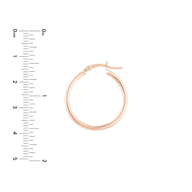 14K Gold 2mm x 25mm Polished Hoop Earrings