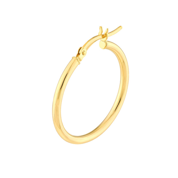 14K Gold 2mm x 25mm Polished Hoop Earrings