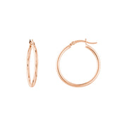 14K Gold 2mm x 25mm Polished Hoop Earrings