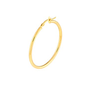 14K Gold 2mm x 35mm Polished Hoop Earrings