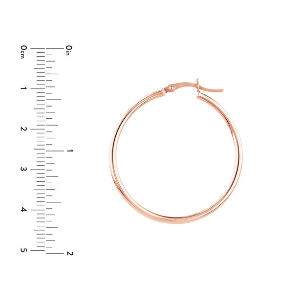 14K Gold 2mm x 35mm Polished Hoop Earrings