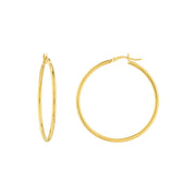 14K Gold 2mm x 40mm Polished Hoop Earrings