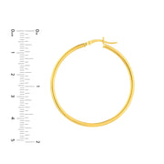 14K Gold 2mm x 40mm Polished Hoop Earrings