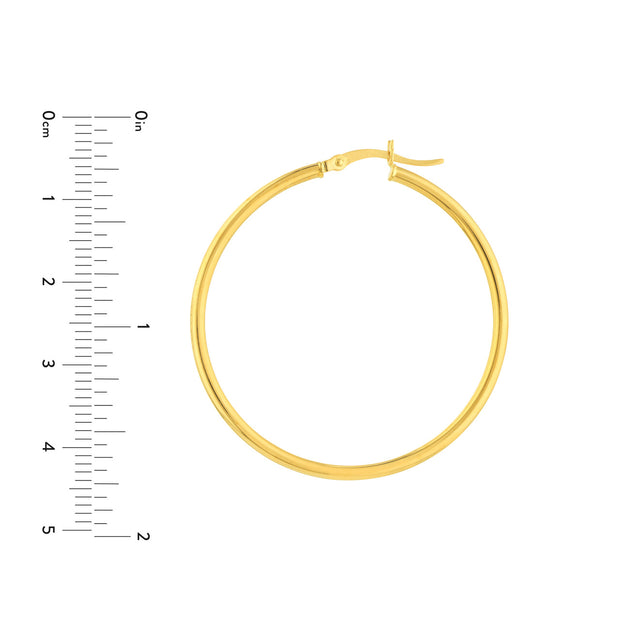 14K Gold 2mm x 40mm Polished Hoop Earrings