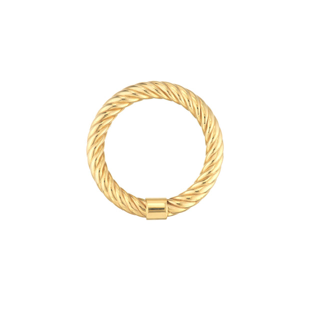 14K Yellow Gold Twisted Rope Tube Ring