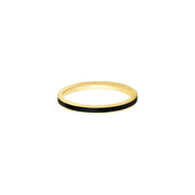 14K Yellow Gold Black Enamel Band Ring