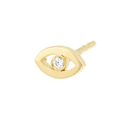 14k Yellow Gold Diamond Open Mini Evil Eye Stud Earrings