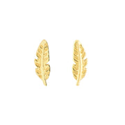 14k Yellow Gold Feather Mini Stud Earrings