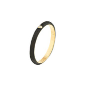 14K Yellow Gold Diamond Bezel on Black Enamel Band Ring