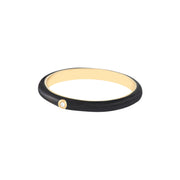 14K Yellow Gold Diamond Bezel on Black Enamel Band Ring