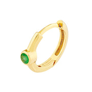 14k Yellow Gold Emerald Bezel Mini Hoop Earrings