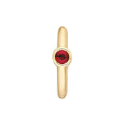 14k Yellow Gold Ruby Bezel Mini Hoops