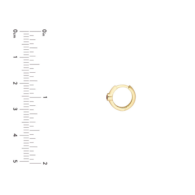 14k Yellow Gold Ruby Bezel Mini Hoops