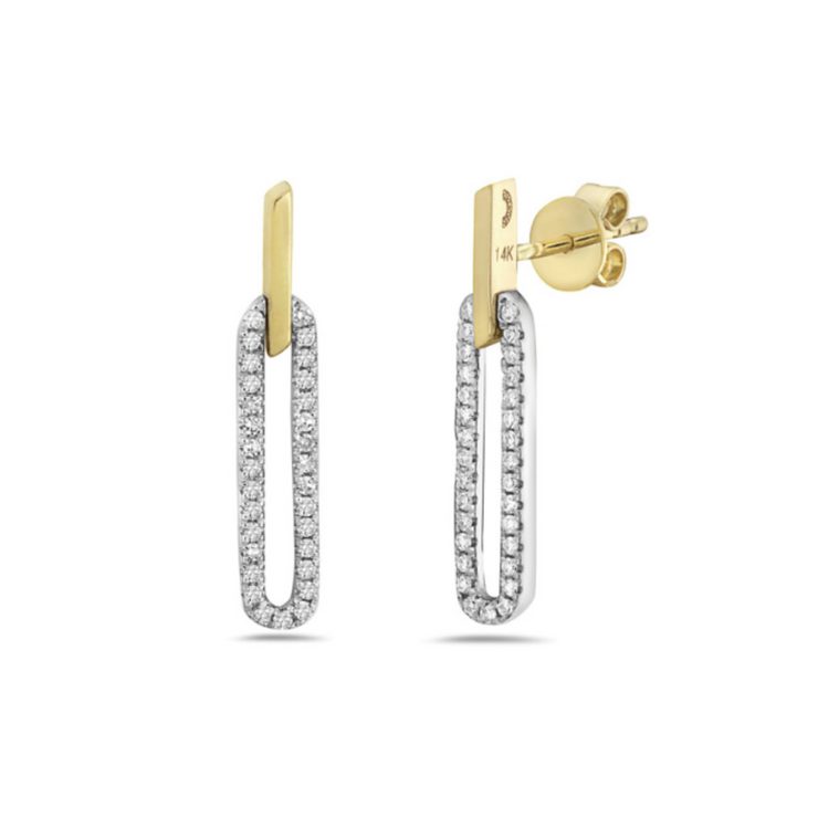 14K Two Tone Diamond Link Earrings