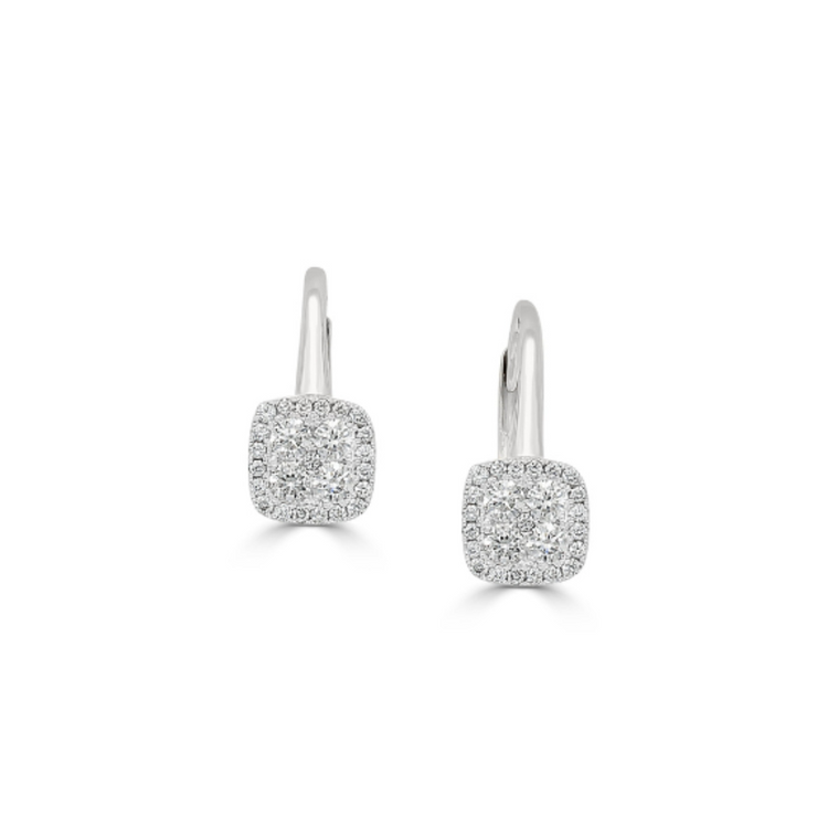 14K White Gold Diamond Huggie Earrings