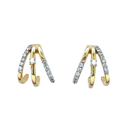 14K Yellow Gold Diamond Huggie Earrings