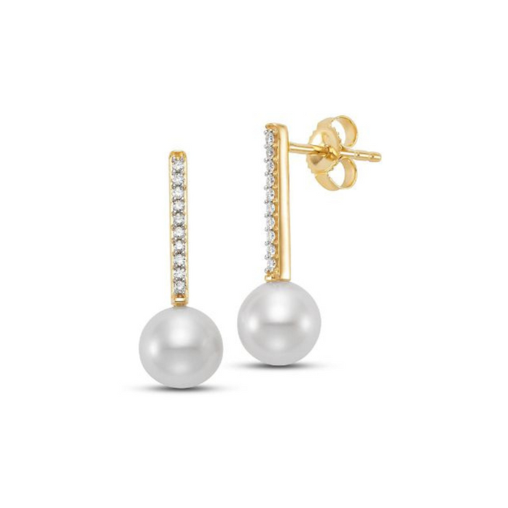 Mastoloni Freshwater Pearl & Diamond Drop Earrings