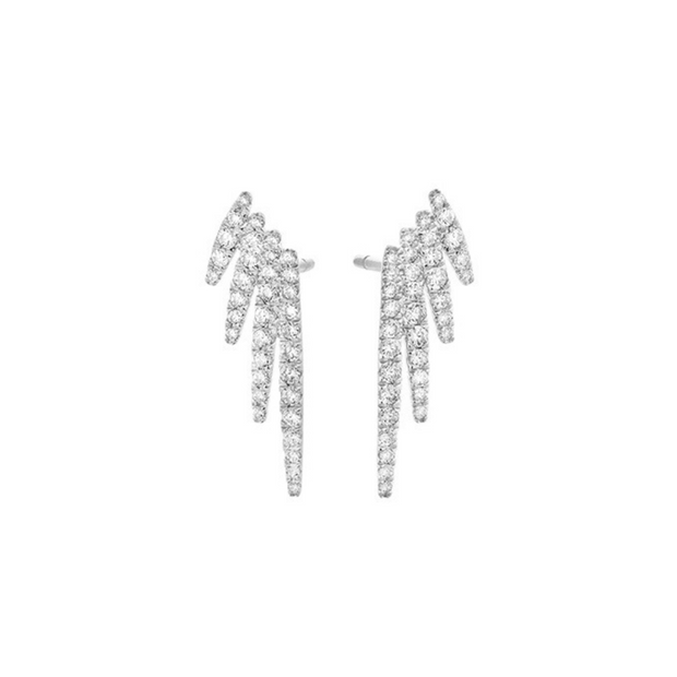 14k White Gold Diamond Line Earrings, 0.60ctw.
