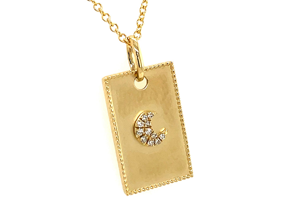 14k Yellow Gold Diamond Mini Double Dog Tag Pendant