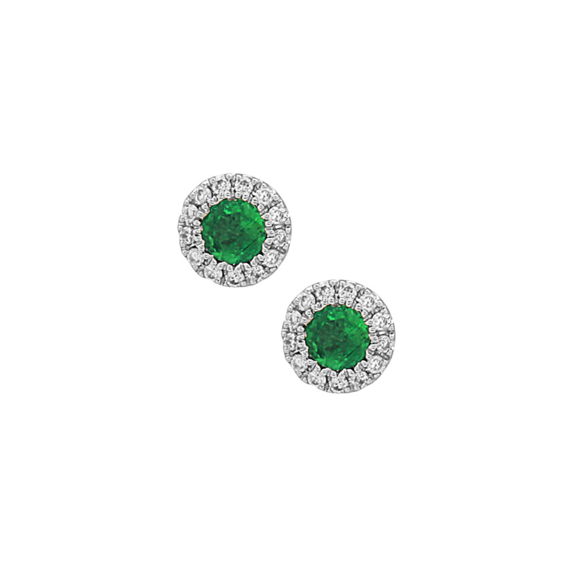 Natural Oval Emerald 5x3mm 2024 14K White Gold Single Earring Stud